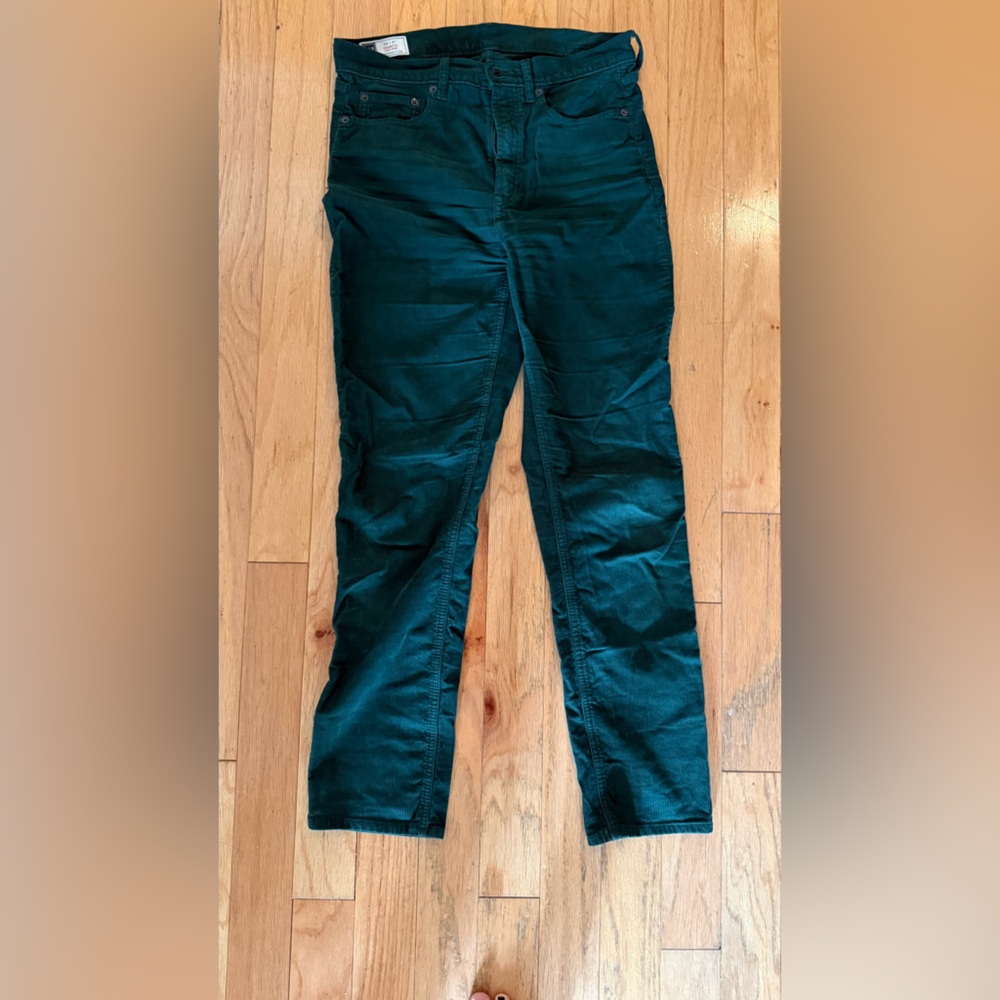 GAP Women's Cigarette High Rise Corduroy Jeans in Forest Green